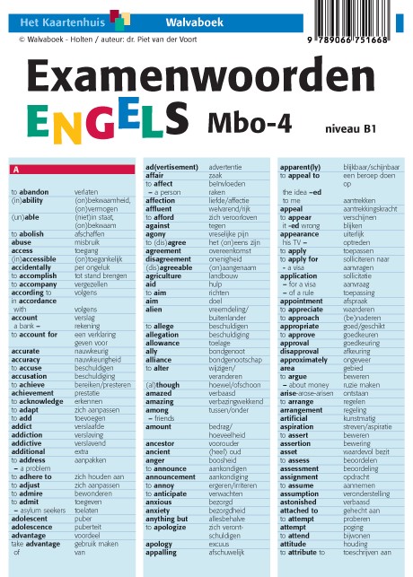 WEFEWO001 Examenwoorden Engels Mbo-4, niveau B1, taalkaart