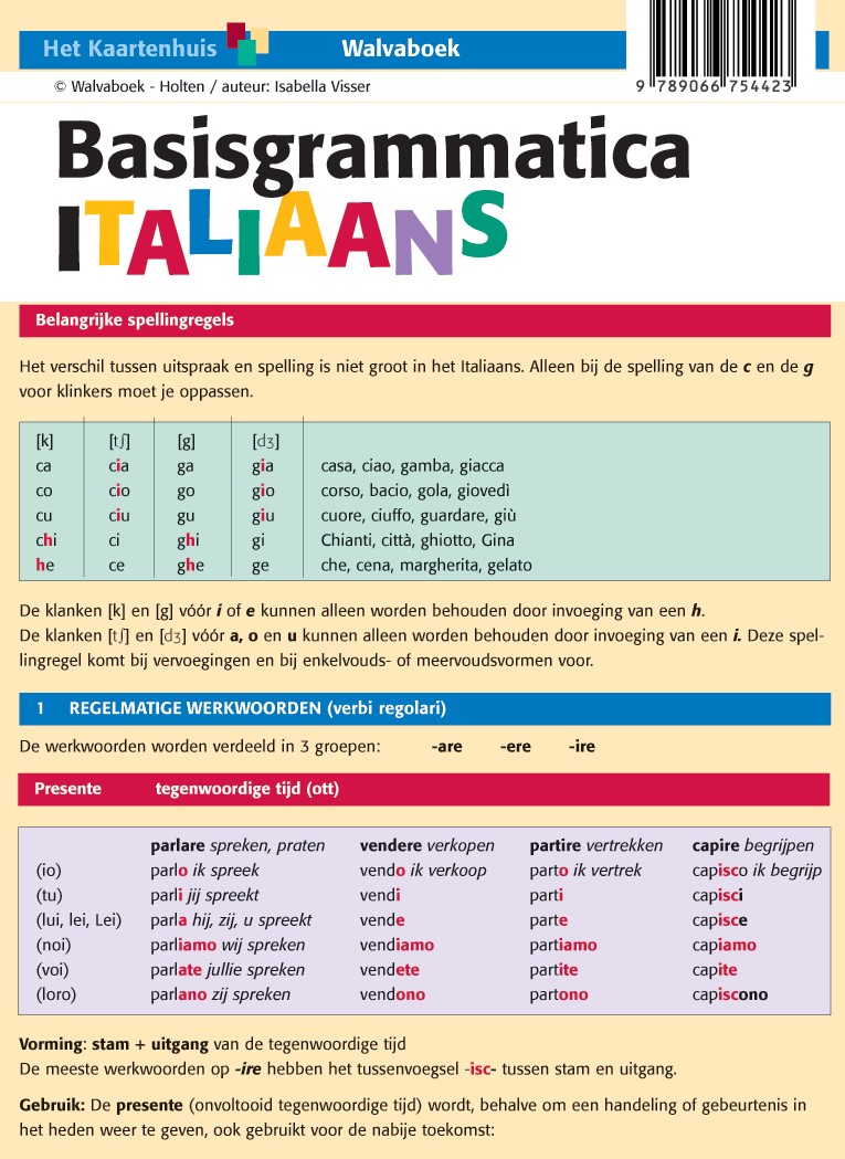 WIFBGR001 Basisgrammatica Italiaans, taalkaart